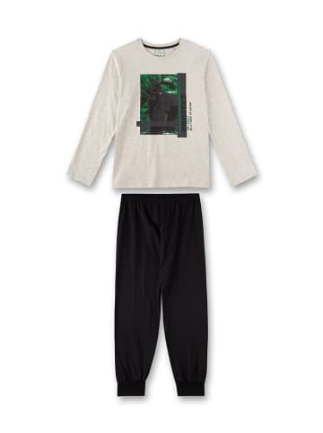 Sanetta Pyjama in Grau/ Schwarz