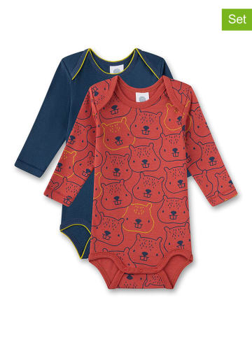 Sanetta 2-delige set: rompers donkerblauw/rood