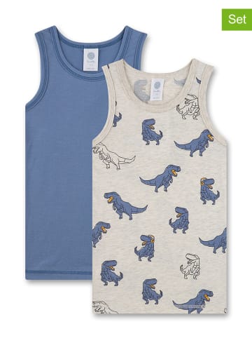 Sanetta 2-delige set: hemdjes blauw/grijs