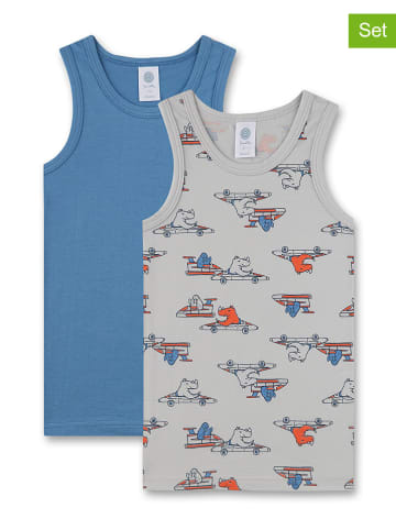 Sanetta 2-delige set: hemdjes blauw/grijs