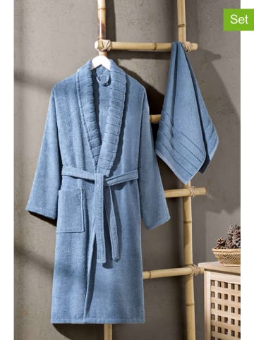 Elizabed 2-delige set: badjas blauw