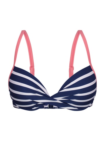 Sassa Bikini-Oberteil in Dunkelblau/ Weiß/ Rosa