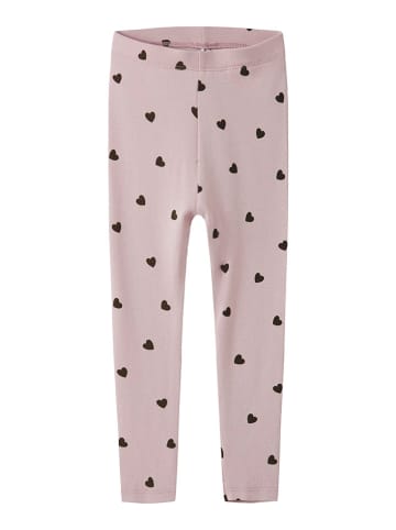 name it Legginsy "Heart" w kolorze jasnoróżowo-czarnym