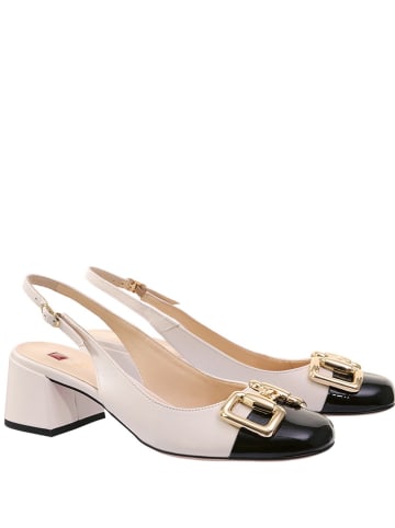 Högl Leder-Slingpumps in Creme/ Schwarz