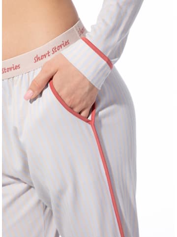 SHORT STORIES Pyjama-Hose in Hellblau/ Beige