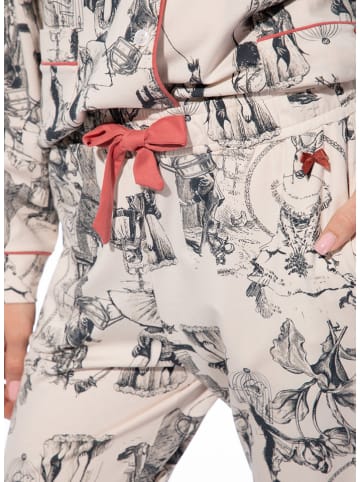 SHORT STORIES Pyjama-Hose in Beige/ Schwarz