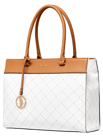 Puccini Henkeltasche in Weiß/ Hellbraun - (B)37 x (H)31 x (T)9 cm