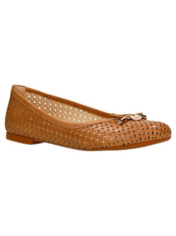 Wojas Leren ballerina's lichtbruin