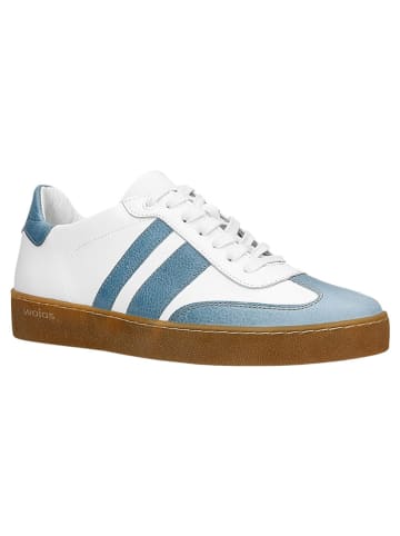 Wojas Leder-Sneakers in Weiß/ Hellblau
