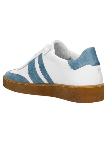 Wojas Leder-Sneakers in Weiß/ Hellblau