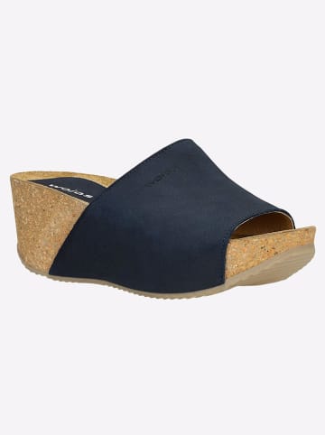 Wojas Leren sleehakslippers donkerblauw