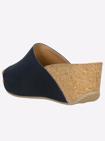 Wojas Leder-Keilpantoletten in Dunkelblau