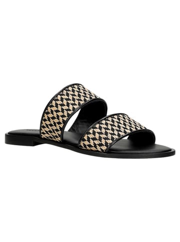 Wojas Leder-Pantoletten in Schwarz/ Beige