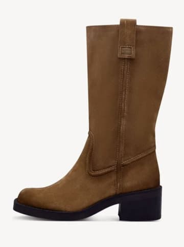 Tamaris Leder-Stiefeletten in Hellbraun