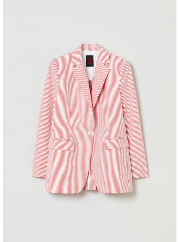 STEFANEL Blazer in Rot/ Weiß