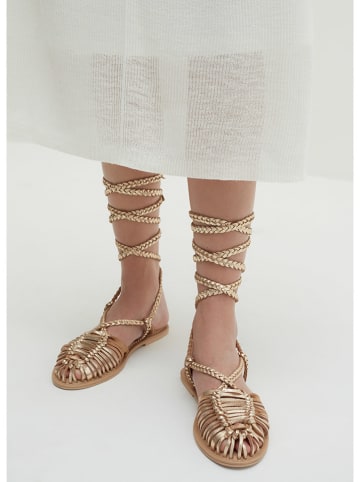 STEFANEL Leren enkelsandalen goudkleurig