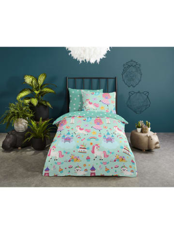 Good Morning Beddengoedset "Fantastic" mintgroen/roze