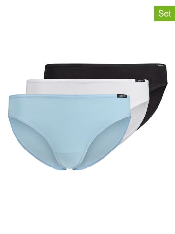 Skiny 3-delige set: slips zwart/wit/lichtblauw