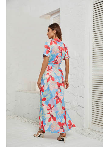 Tazga Kleid in Hellblau/ Rot