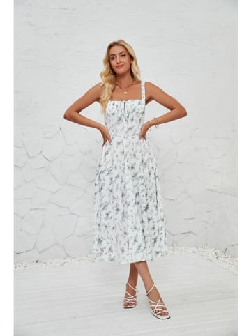 Tazga Kleid in Weiß/ Dunkelgrün