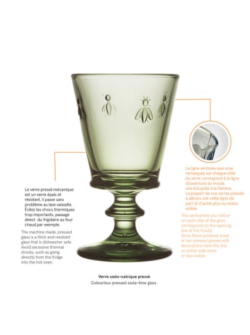 La Rochère France 6-delige set: wijnglazen "Abeille" olijfgroen - 240 ml