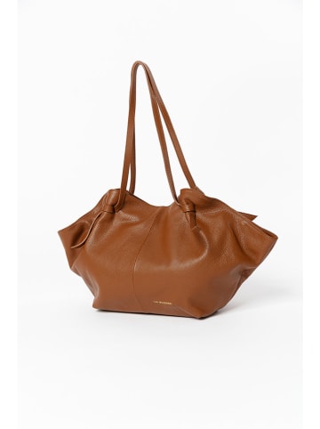 Lia Biassoni Skórzany shopper bag w kolorze jasnobrązowym - 60 x 33 x 15 cm