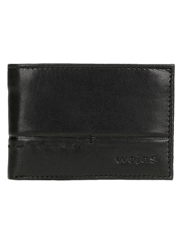 Wojas Leder-Geldbörse in Schwarz - (B)10 x (H)7 x (T)2 cm