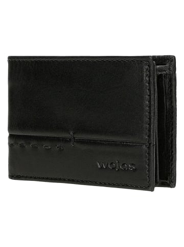 Wojas Leder-Geldbörse in Schwarz - (B)10 x (H)7 x (T)2 cm