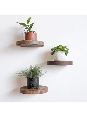 Scandinavia Concept 3er-Set: Wandregale in Hellbraun - Ø 12 cm
