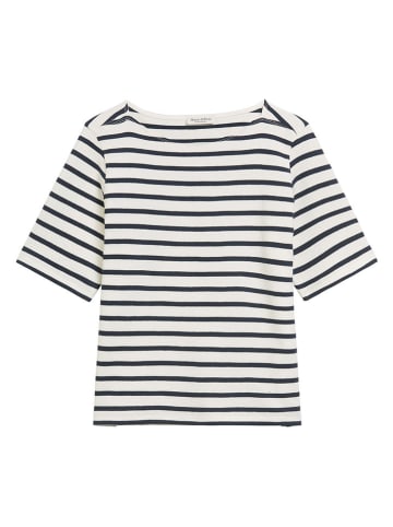 Marc O'Polo Shirt in Weiß/ Dunkelblau