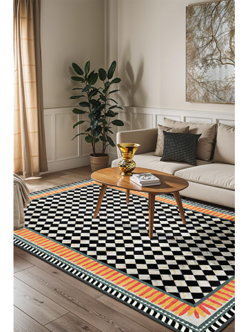 CARPET DIEM Laagpolig tapijt wit/zwart/oranje