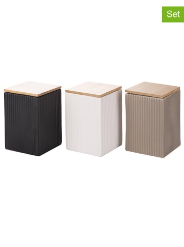 TINTEUNICHE 3-delige set: voorraadpotten "Modern" zwart/wit/grijs - 750 ml