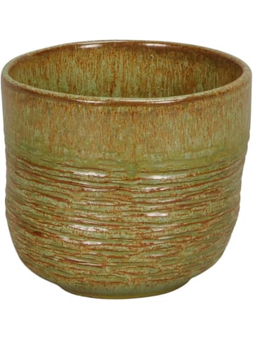 POSIWIO Doniczka w kolorze zielono-jasnobrązowym - wys. 12,5 x Ø 14,5 cm
