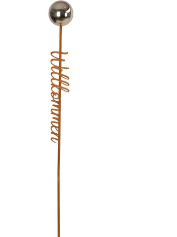 POSIWIO Gartenstab "Willkommen" in Rost - (H)106 x  Ø 8 cm