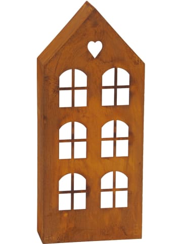 POSIWIO Windlicht "Haus" in Rost - (B)23 x (H)54 x (T)10 cm