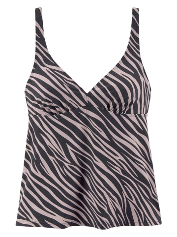 LASCANA Koszulka tankini w kolorze czarno-szarym