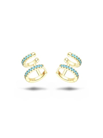 DI GIORGIO Pozłacane kolczyki-kreole z kamieniami ozdobnymi