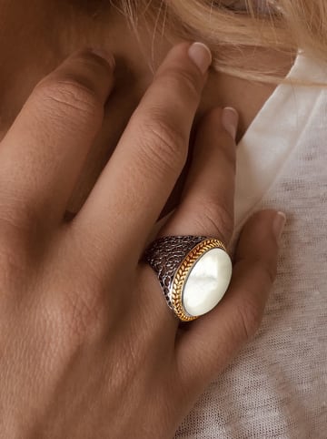 Nomad Vergulde ring met edelsteen