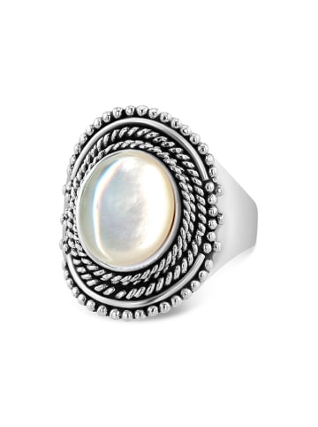 Nomad Zilveren ring met parelmoer