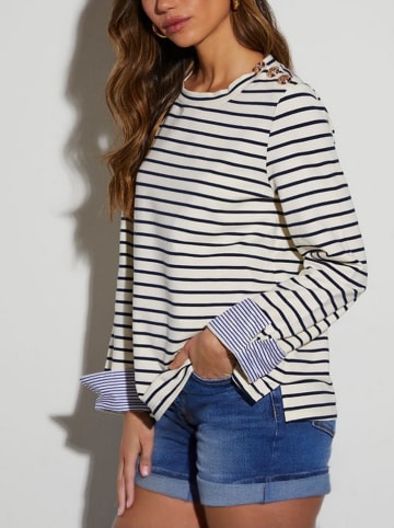 Milan Kiss Longsleeve in Creme/ Dunkelblau