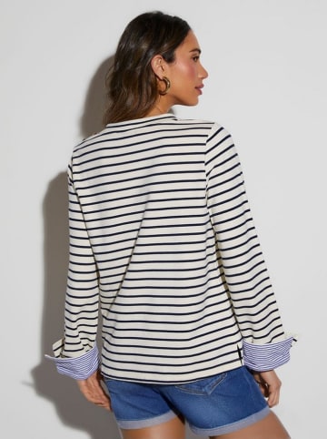 Milan Kiss Longsleeve in Creme/ Dunkelblau