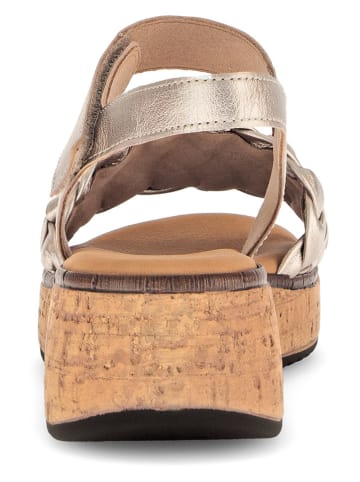 Gabor Leder-Keilsandaletten in Beige