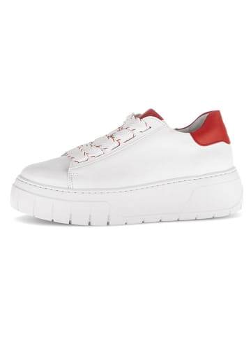 Gabor Leder-Sneakers in Weiß/ Rot
