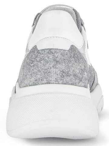 Gabor Leder-Sneakers in Weiß/ Grau/ Silber