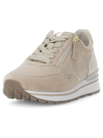 Gabor Leder-Sneakers in Beige/ Gold