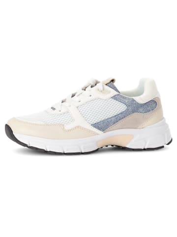 Gabor Leder-Sneakers in Weiß/ Beige/ Hellblau