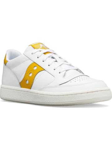 Saucony Leder-Sneakers "Jazz Court" in Weiß/ Gelb
