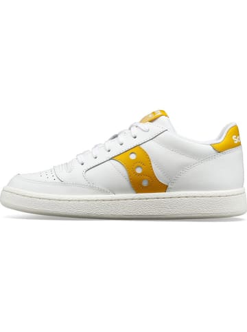 Saucony Leder-Sneakers "Jazz Court" in Weiß/ Gelb