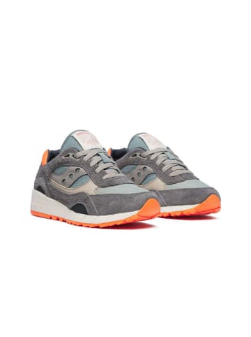 Saucony Leder-Sneakers "Shadow 6000" in Grau/ Hellblau