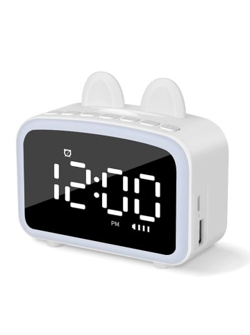 DAM LCD-Wecker mit Nachtlicht in Weiß
